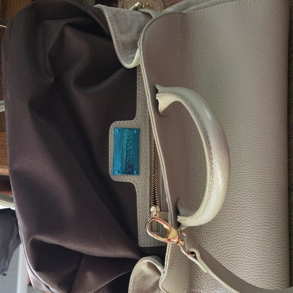Anna Paola NWT Italian Leather and Suede Tan Crossbody Satchel $500 Retail - Picture 14 of 16